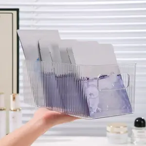 Transparent Acrylic Desktop Storage Box, Long Rectangle Compartment Organizer, Office File Storage Container, 1pc