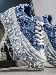 Men's Fashionable Patchwork Lace Up Running Shoes, Casual Breathable Comfortable Sports Shoes, Male All-match Round Toe Chunky Outdoor Sneakers for Daily Life, Walking Running Shoes, Running Athletic Shoes, Sporty Running Shoes, Workout Sneakers