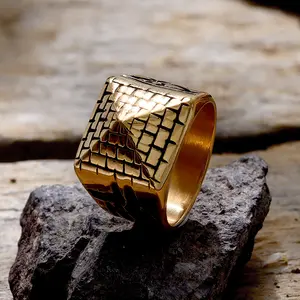 GTHIC Egyptian Pyramid Eye of Ra Stainless Steel Ring for Men Fashion Accessory Daily Wear