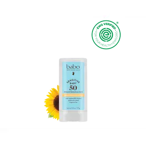 Babo Botanicals Sensitive Baby Mineral Sunscreen Stick SPF 50 – Water Resistant (80 Minutes) – Pediatrician Tested – Fragrance Free – EWG Verified – net wt. 0.6 oz (17 g)