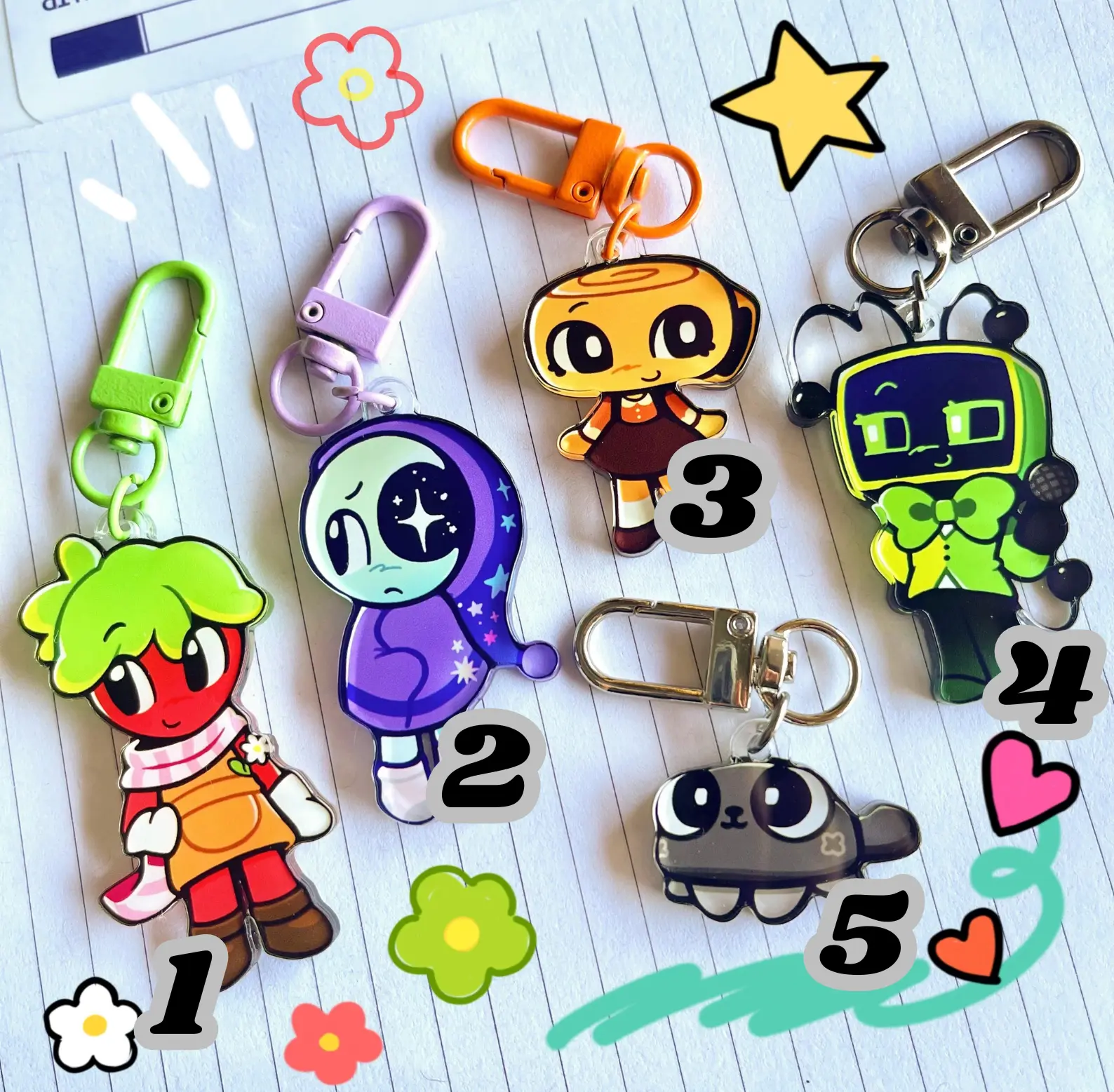 Dandys World Main Toons Keychains - Astro, Shelly, Sprout, Cosmo