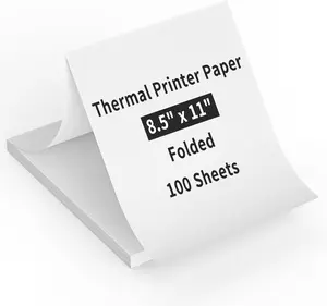 100 Sheets Thermal Paper 8.5 X 11, US Letter Size Thermal Printer Paper for Business,Home,Office,Continual Feeding Folded Printing Paper for Portable Printer M832, M834, MT800 OnlyPaper