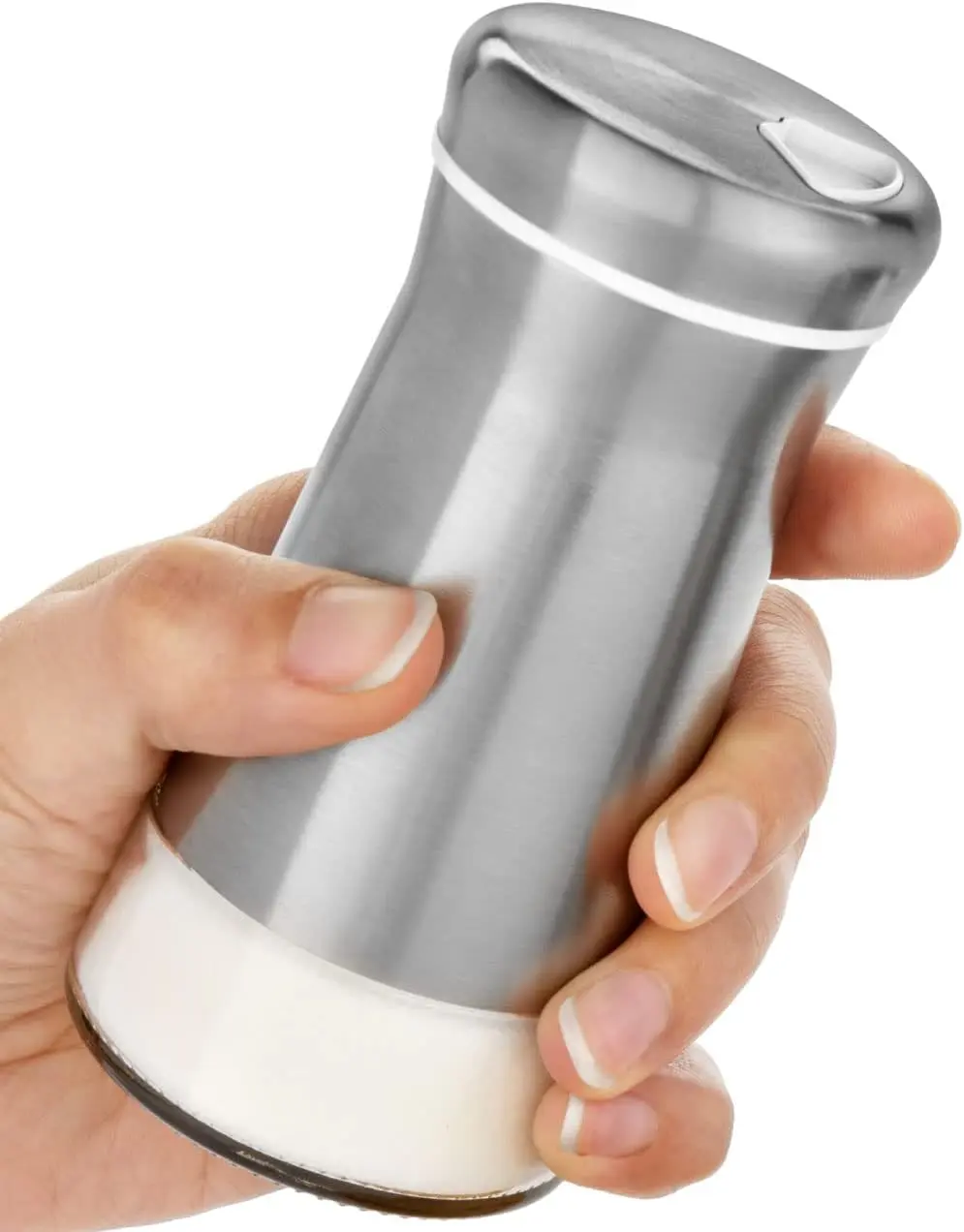 Stainless Steel Salt Shaker with Adjustable Pour Holes | Glass Spice Dispenser for Himalayan, Table Salt, White & Black Pepper