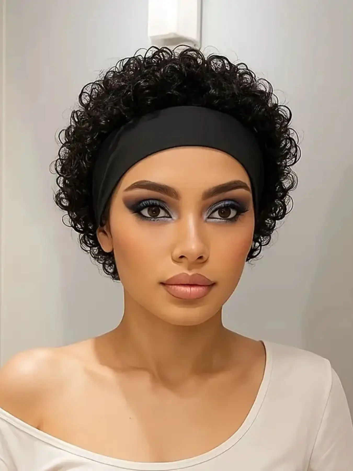 Women's Short Curly Hairband Wig, Human Hair, Suitable for Daily Wear, Perfect for Women, Easy to Use, Comfortable Fit