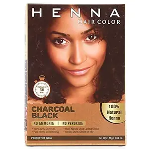 30-Minute Black Henna Hair Dye - Herbal Enriched, Chemical-Free Semi-Permanent Hair Color for Men & Women (Charcoal Black) Haircare