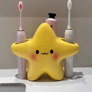 Cute Cartoon Star Toothbrush Holder, Electric Toothbrush Storage Rack, High Aesthetic Ceramic Soap Dispenser, Bathroom Accessory