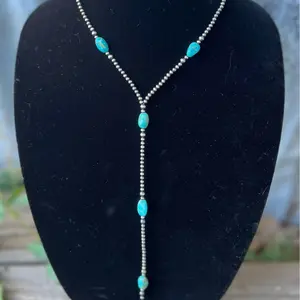 Turquoise Lariat Navajo Pearl Necklace