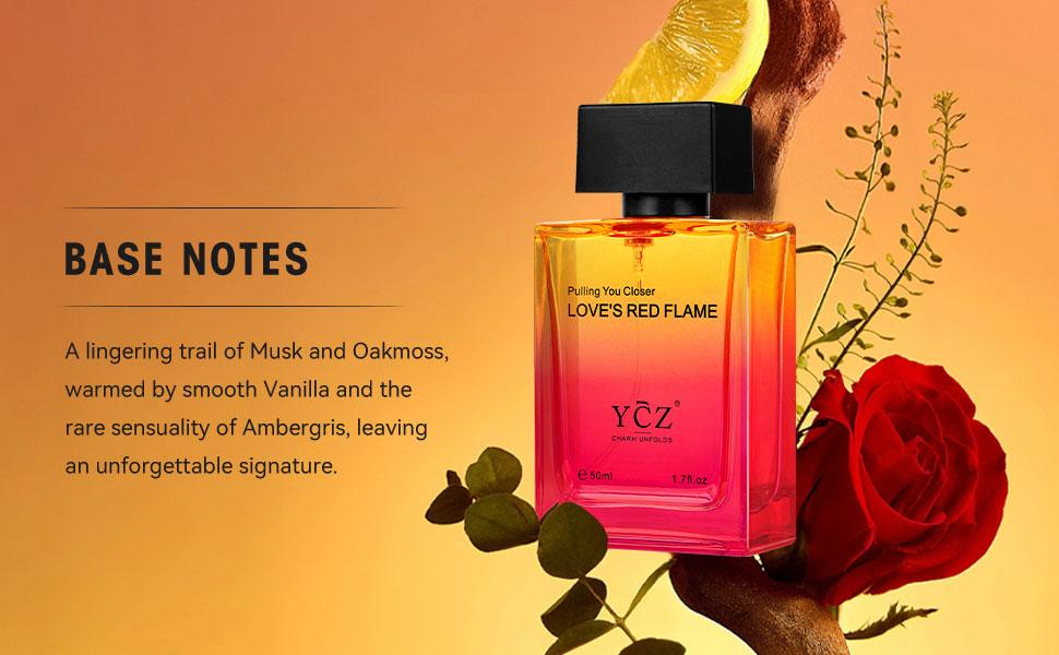 YCZ Love's Red Flame Eau de Parfum 1.7 fl oz | Warm Spicy Woody Fragrance, Warm, Alluring & Irresistibly Attractive, Long-Lasting for Dates and Evening Social Occasions, Inspired by the Spark That Draws Two People Closer