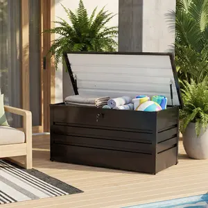 Lockable Outdoor Storage Deck Box，Multi Use As Bench Or Table & Snap Together Assembly ,Weather Resistant Box For Patio And Pool Area