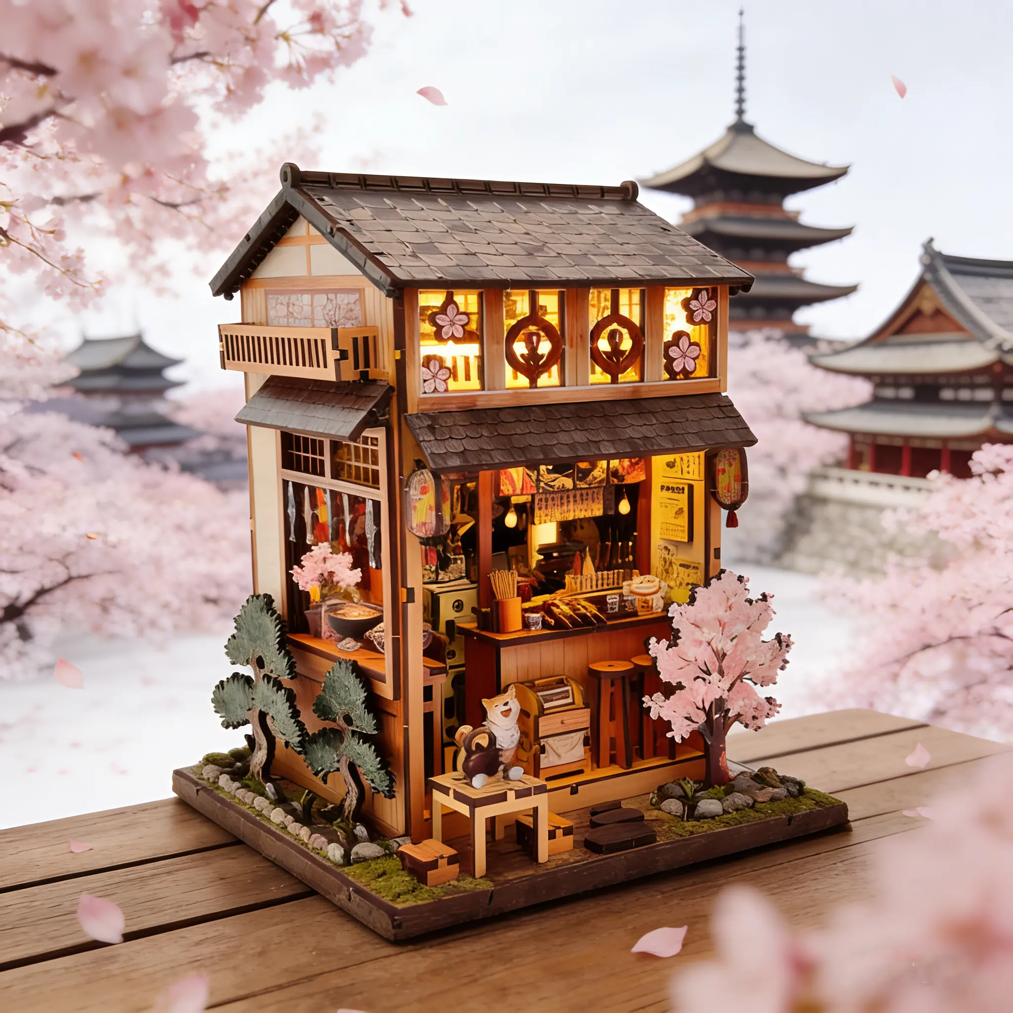 High-Difficulty Challenge 3D Puzzle Miniature House Kit, Wooden Handmade Puzzle, Wooden Bookend Decoration, Adult Book Corner Set, Gift for Family and Friends, Wood Puzzles