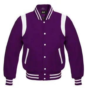 Letterman Baseball Collage School Varsity Jacket Purple Collar Knit