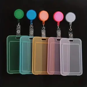 5pcs Durable Transparent PET ID Lanyard Set- Retractable Card Holder, Suitable for Student/Teacher Passes, Key Cards, Driver's Licenses- Transparent Protective Case