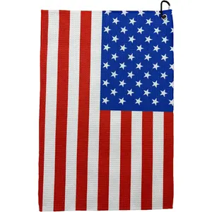 USA Flag Golf Towels for Men with Clip Patriotic Golf Bag Accessories Cleaning Towel for Balls and Clubs Premium Golf Accessories Gift for Men Golfers Dad