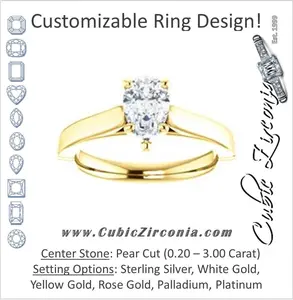 Cubic Zirconia Engagement Ring- The Kaela (Customizable Pear Cut Solitaire with Stackable Band)