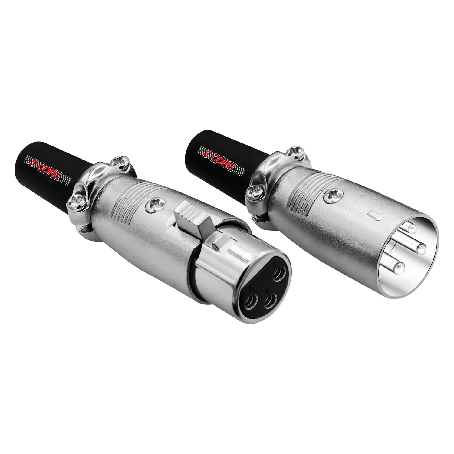 5 CORE XLR Connector 3-Pin Male & Female to 1/4" Audio Jack – Secure Microphone Cable Adapter with Locking Ends for Mixer, Amplifier, Audio Gear – XLR 1 Pair