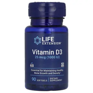 Life Extension Vitamin D3, 25 mcg (1,000 IU), 90 Softgels