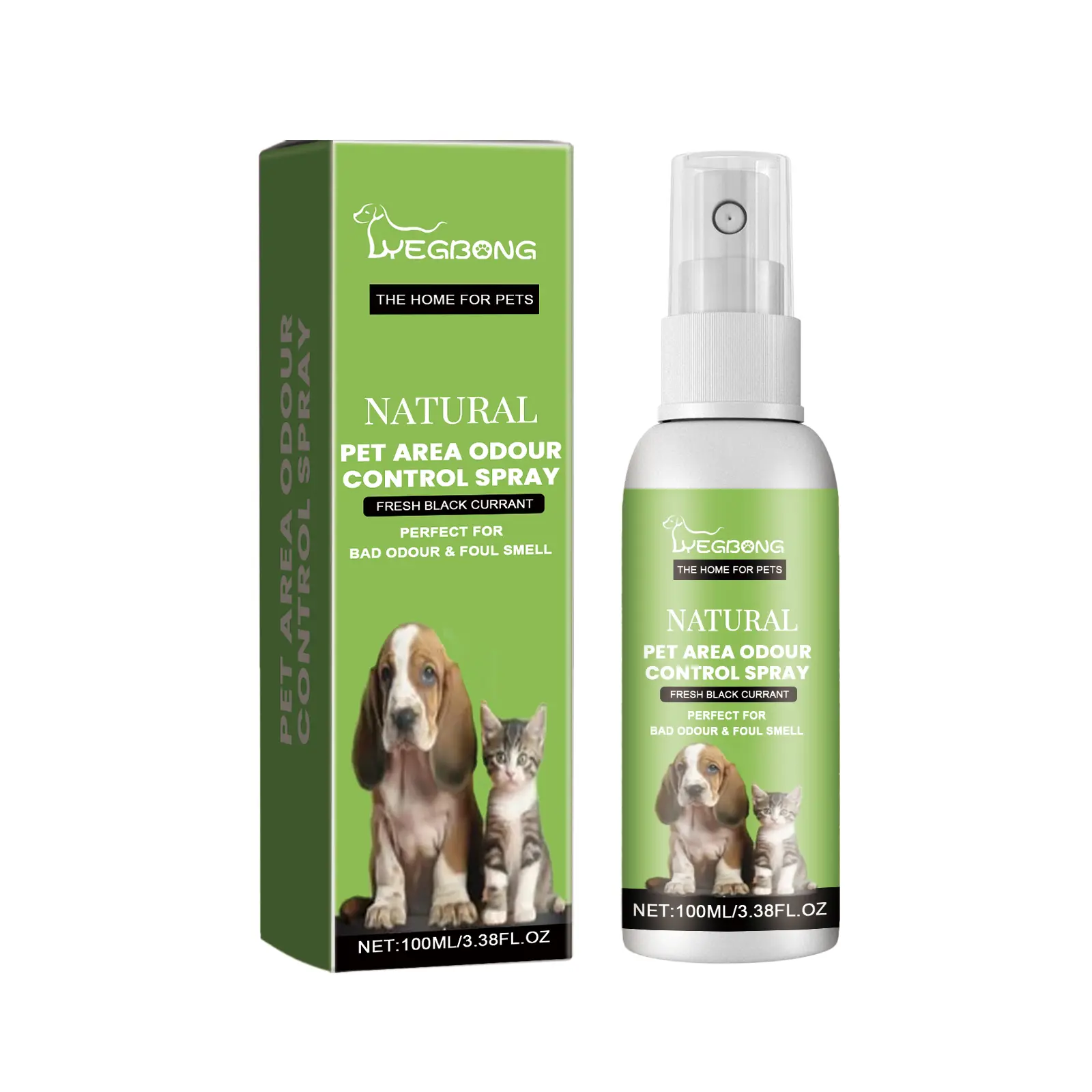 Yegbong Pet Odor Eliminator Spray - Coconut Oil, Lemongrass Oil, Blackcurrant Extract & Cinnamon Extract Formula, Fragrant Fabric Spray Odor & Stain Removers for Indoor Dog & Cat Areas, Long-Lasting Freshness that Deodorizes Spaces, Animal-Safe Odor & Sta