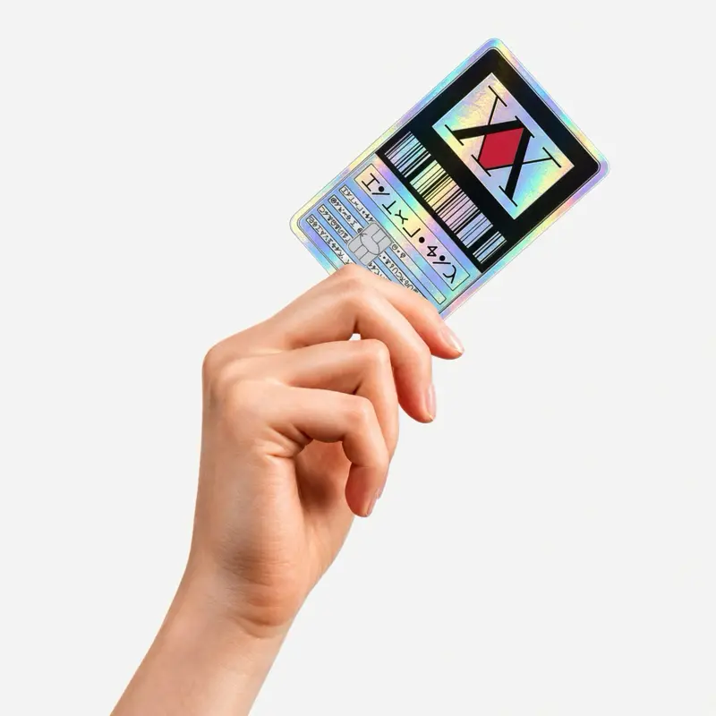 Embossed Textured Holographic Hunter X Hunter License Vinyl Sticker - Small Chip Credit Card Decal Skin Cover for Home Decor, Pop Culture Themed Decorative Sticker, Stickers