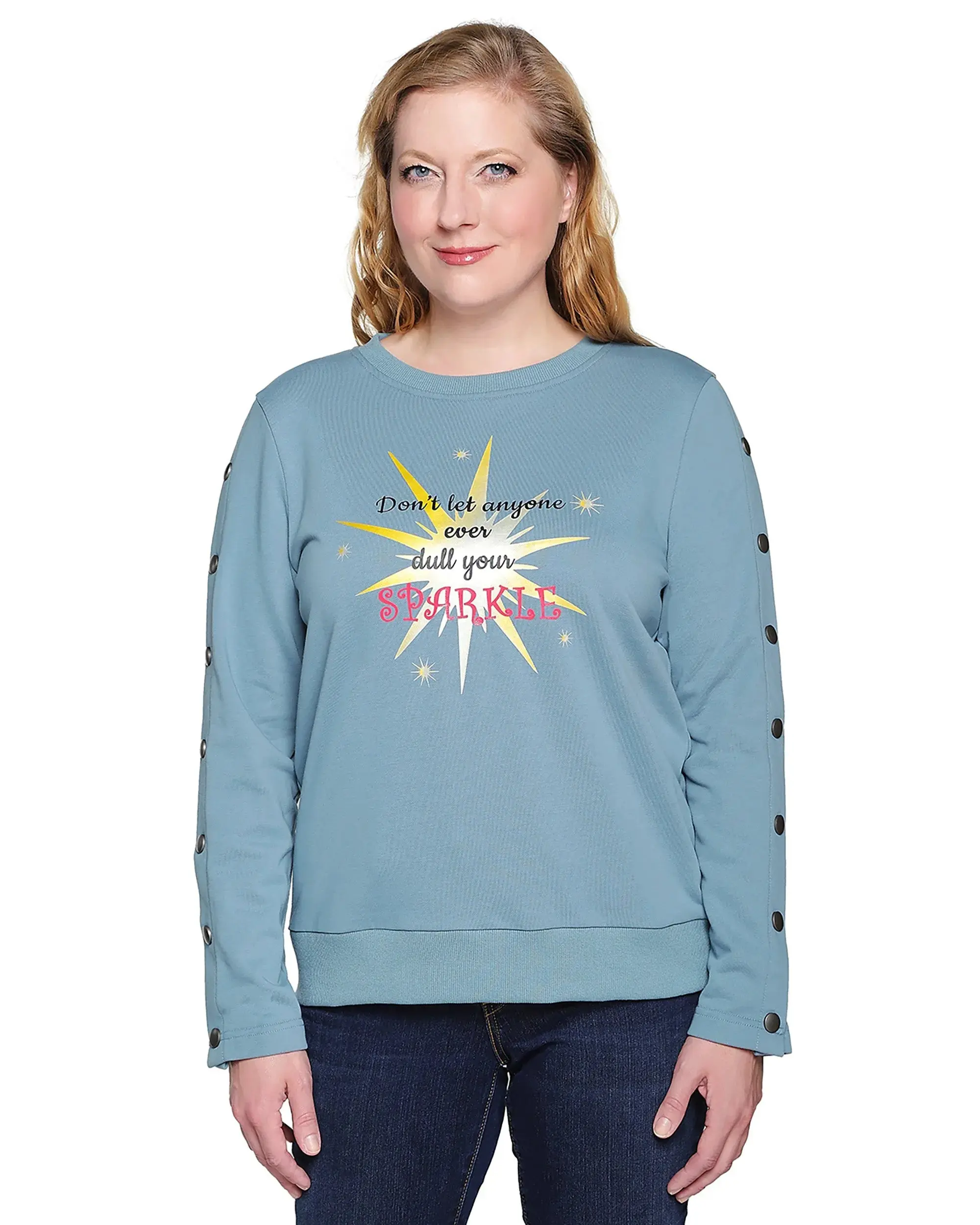 Women's Dialysis & Chemotherapy Shirt | Long Sleeve Arm Port Access for PICC Lines, IV Infusions & Fistulas | Soft Hypoallergenic Treatment Top "Sparkle"