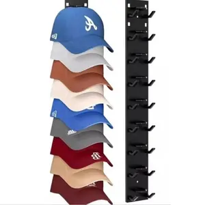 Hat Organizer for Baseball Caps, 2 Pack Hat Rack for Wall, Storage Hooks, Wall Mount Compatible, Strong Adhesive Holds Up to 18 Hats, over the Door Organizer for Closet and Bedroom