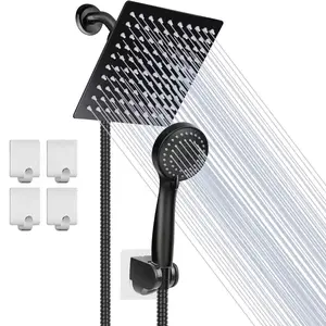 High Pressure Rainfall Shower Head & Handheld Combo Multifunctional Adjustable Tool Kit with 4 Hooks for Bathroom
