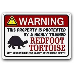 Redfoot Tortoise Sign, Funny Metal Pet Gift, Exotic Small Pet Tin Sign 8 X 12 Inches