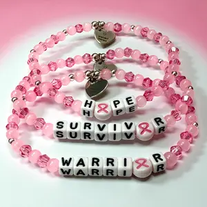 Breast Cancer Awareness Bracelet | Breast Cancer Awareness | Survivor Awareness Bracelet | Warrior Bracelet | Inspirational Bracelet for Women | Word Bracelet | Pink Ribbon Bracelets | Pink Awareness Bracelet | Breast Cancer Survivor