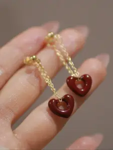 Elegant Heart Design Tassel Drop Earrings for Women, Light Luxury Simple Style, Daily Commute Wear, All Seasons, High Quality Earrings