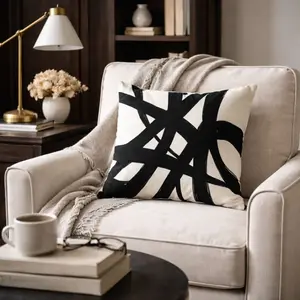 YOPINCO 4PCS Ultra Soft Black & White Cushion Covers Abstract Decorative | 18x18 Inch(45x45cm) Modern Minimalist Decorative Cushion Covers, Throw Pillow Cases for Sofa Couch Living Room Bedroom