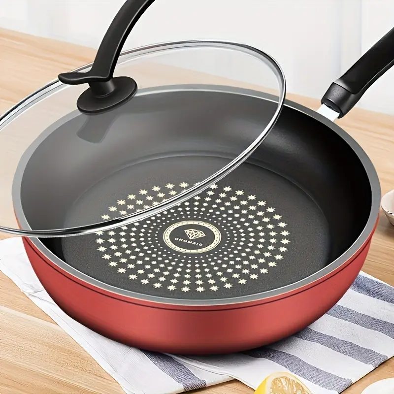 9.45-in Cast Iron Non-Stick Frying Pan with Lid - Cookware, Dishwasher-Safe, Induction/Gas/Electric Stove Compatible, Healthy Low-Smoke Cooking for Fried Eggs, Steak