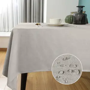 Rectangle Tablecloth Fuzzy Touch Linen Waterproof and Wrinkle Resistant Oblong Decorative Table Cloth for Dining Kitchen Party Buffet，（white）