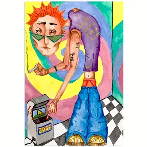 2D Flat, 2D Flat 1pc Frameless Canvas Wall Art 12x18 Inches - Y2K  Boy Poster with Vibrant Colors, Trendy Streetwear & Gaming Art for Living Room, Bedroom, Office Decor - Creative Gift for Friends, Family, Colleagues, Office Artwork |   Streetwear Art