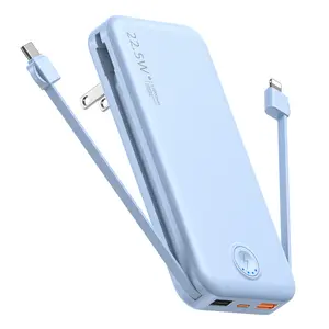 12000mAh Portable Power Bank: Equipped with an AC power plug and Type-C interface, supports fast charging, compatible with Android phones and tablets, lightweight and portable, rechargeable power bank. Blue Compact power bank charger