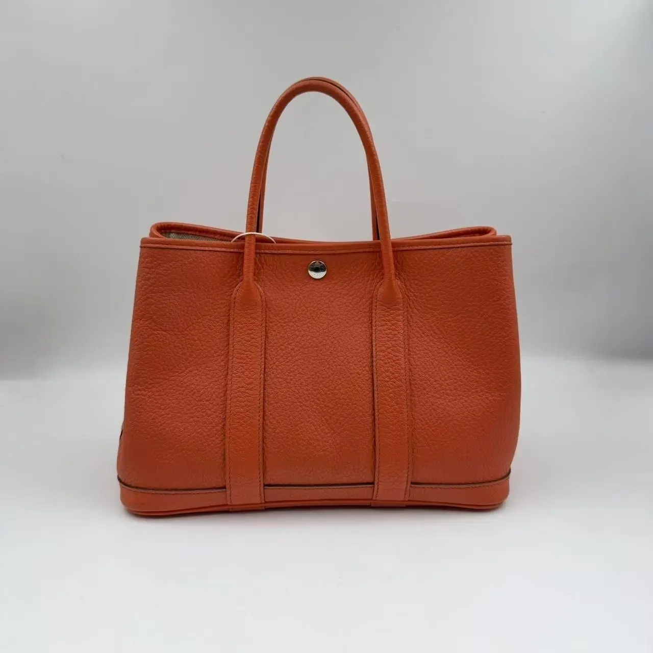 Pre-owned HERMÈS hz8 Garden Party Orange Negonda Leather Silver Hardware Tote Handbag 70537