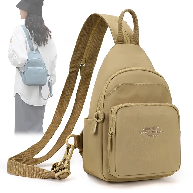 Colorful Fox Women's Lightweight Multi-way Carry Bag, 3 Ways to Wear: Backpack / Crossbody / Chest Bag, Water Resistant Chest Sling Daypack with Reinforced Metal Rings & Metal Zipper Pullers, Multi-pocket Casual Sports Outdoor Travel Hiking Bag