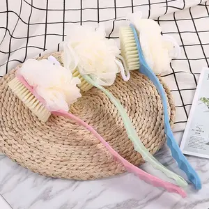 Double-Sided Bath Brush for Back Scrubbing, Long Handle Brush with Soft Bristles, Exfoliating and Removing Dirt, Personal Cleaning Body Scrubber Blue