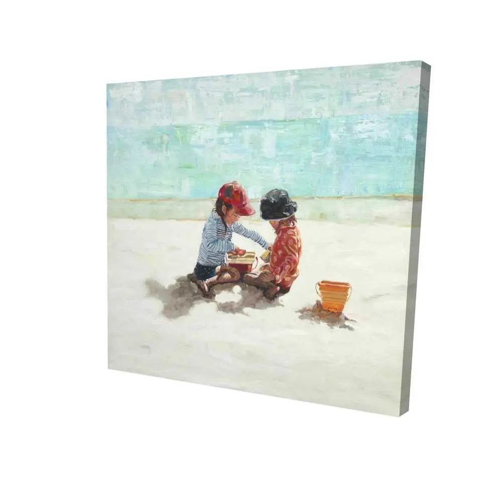 Begin Home Decor 2080-3636-CO163 36 x 36 in. Little Girls at the Beach - Coastal Livingroom Canvas Art