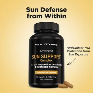 Vital Vitamins Sun Support Complex – Internal UV Defense with Polypodium Leucotomos, Lutein, Astaxanthin & Antioxidants – 60 Capsules