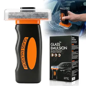Glass Emulsion Cleaner & Glass Oil Film Remover for Cars – Roll-On Glass Guard with Brush, Removes Oil, Grease & Fog, Anti-Fog Windshield Cleaner for Clear Driving Visibility 100g