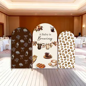 15-day Delivery A Baby is Brewing Baby Shower Backdrop Arch Cover Bread Coffee Beans Theme Party Decor