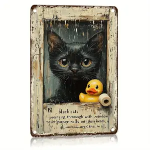 Vintage Cat Metal Sign, 8x12 In Home Decor Sign, Ideal for Bar and Bedroom Stylish Wall Decor (Home Supplies, Posters & Prints Category)