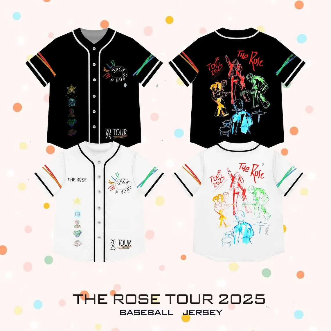 The Rose Once Upon AWRLD Tour 2025 Baseball Jersey, The Rose WRLD Album Shirt, The Rose Kpop Shirt, Retro The Rose WRLD Road Map Shirt,