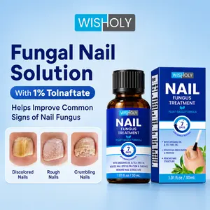 Wisholy 1% Tolnaftate Plant-Based Nail Solution, Gentle Care for Thick & Brittle Nails, 1.01 Fl Oz - Hongos en las uñas