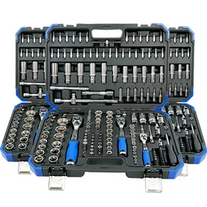 172pcs professional tool set, 11 in 1 ratchet wrench set, torque wrench, 1/2"*1/4"*3/8" drive depth and standard plug, suitable for car and bicycle repair tools, family must-have, Father's Day gift.