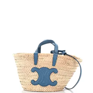 Pre-owned Celine Leather, Raffia Tote Bags REBAG Classic Panier Basket Tote Raffia and Leather Teen by Rebag