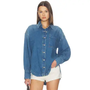 Free People x We The Free Ashley Denim Shirt in Medium Wash