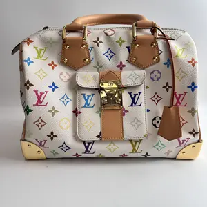 Pre-owned Louis Vuitton canvas Shoulder Bags Speedy 30 Monogram white Multicolore by Takashi Murakami 【BF 12Z】XP02123