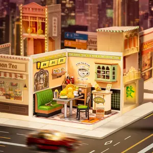 Rolife DIY Miniature Dollhouse Kit Super Store Series Plastic Building Blocks Kits Mini Dollhouse Craft Hobby Kids Playhouse Pretend (Hong Kong Bites Cafe)Play Set（hotpot)