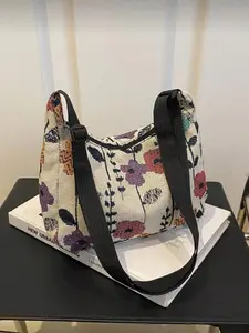 Vintage Bohemian Floral Print Crossbody Bag, Vintage Shoulder Backpack, Women's Handbag with Wallet, Ladies Boho Style