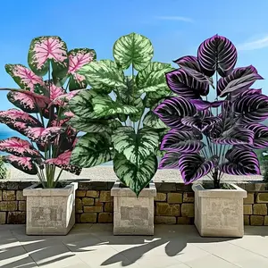 3pcs 60cm  Large Artificial Green Plant Set Garden Decoration 36 Leaves Simulated Bonsai Potted Decor Home Room Party Wedding